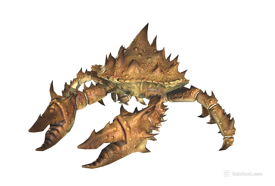 Spiky Crab With Sharp Spines On Shell And Textured Legs Exoskeleton 3d model 