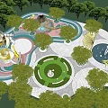 Modern Park Circular Comprehensive Activities Square Park 3d model