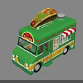 Green Taco Truck with Large Taco on Top TACO Sign and Decorative Patterns