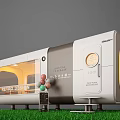 Modern Mobile Retro Design Homestay Building With Glass Windows And Grass Lawn
