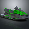 Kawasaki Green And Gray Jet Ski Recreational Watercraft With Seat And Brand Logo