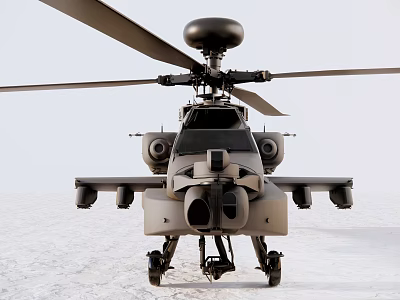 Military Attack Helicopter With Rotor Cockpit And Weapon Mounts 3d model