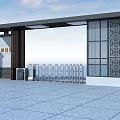 Modern Architectural Entrance Gate With Traditional Patterned Design And Access Control Turnstiles