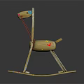 Colorful Wooden Rocking Horse With Red Reins Yellow Star And Decorative Stripes