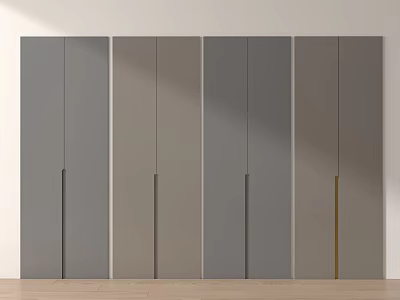 Modern Gray Wardrobe With Panel Doors And Wooden Floor In Contemporary Style 3d model