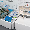 Sand Table Displaying Power Facilities And Energy System Models With Wind Turbines Industrial Diagrams