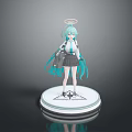 Anime Character With Teal Hair Angel Halo And School Uniform Standing On Emblem Base