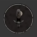 Gray Vintage Scooter Displayed On Circular Black Carpet Platform With Classic Details