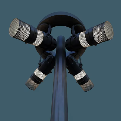 Modern Outdoor Light With Multi Head Metal Mesh Shades Pole Mounted Design 3d model Modern Outdoor Light With Multi Head Metal Mesh Shades Pole Mounted Design 3d model