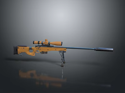 Orange Household Vacuum Cleaner With Long Nozzle And Attachments On Shiny Surface 3d model