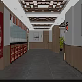 Traditional Hot Pot Restaurant Interior With Red Lanterns Cherry Blossom Decorations And Bar Counter