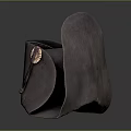 Brown Fabric Tricorne Hat With Metal Badge And Leather Strap