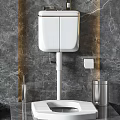 Modern White Toilet Design With Marble Wall And Chrome Fixtures In Bathroom Interior