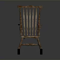 Rustic Wooden Rocking Dining Chair with Armrests Vertical Slats Back and Natural Wood Grain