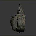 Ancient Rusted Bronze Household Container With Decorative Handle And Intricate Surface Patterns 3d model