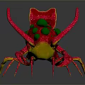 Red Lobster with Green Dots on Back as Colorful Aquatic Animal Artwork