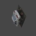 White Old Worn Car With Removed Wheels And Stained Body On Ground