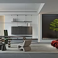 Modern Study Room Interior With Wooden Desk Comfortable Chair Bookshelf And Decorative Plant