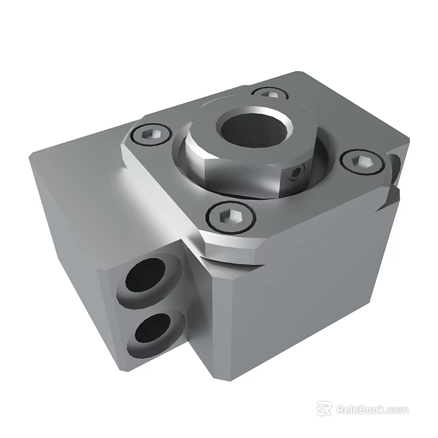 Precision Engineered Square Metal Component With Circular Holes And Bolts 3d model 