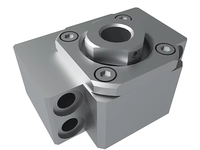 Precision Engineered Square Metal Component With Circular Holes And Bolts 3d model