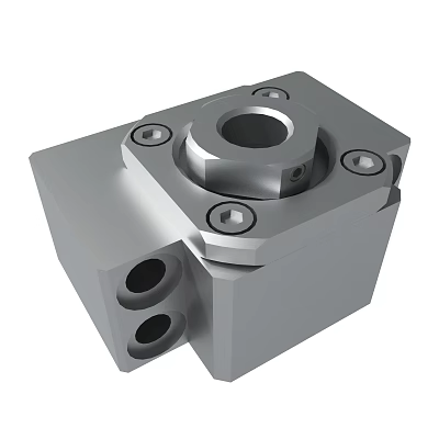 Precision Engineered Square Metal Component With Circular Holes And Bolts 3d model