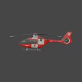 Red Rescue Helicopter Featuring White Cross Symbol On Black Rotors And Red Fuselage