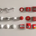 Essential Fire Safety Equipment Including Smoke Detectors Fire Alarm Buttons and Cabinets