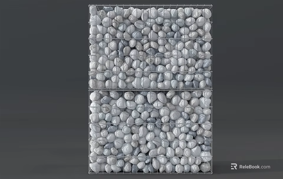 Modern Building Facade With Metal Mesh Frame And Pebble Filling Modular Design 3d model