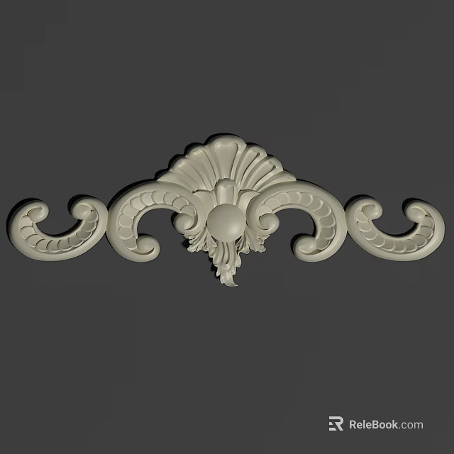 Ornate Intricate Carving with Curved Scrolls Central Circular Motif and Fan Shaped Top 3d model 