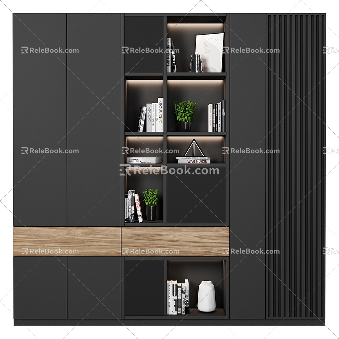 Modern Bookcase Decorative Cabinet Storage Cabinet 3d model