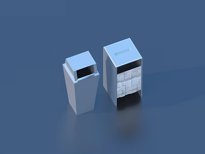 White Household Waste Bins With Separate Compartments For Home Organization 3d model