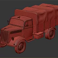Vintage Retro Green Truck With Canvas Covered Cargo Bed And Silver Wheels