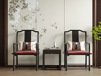 Chinese Style Single Chair Dining Chair Tea Chair Leisure Chair 3d model