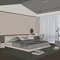 Modern Bedroom Interior Design With Large Bed Nightstand And Floor to Ceiling Windows