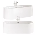 Modern White Freestanding Bathtub with Smooth Surface and Oval Shape Design