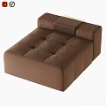 Modern Brown Tufted Sofa Stool With Square Design And Soft Cushion 3d model