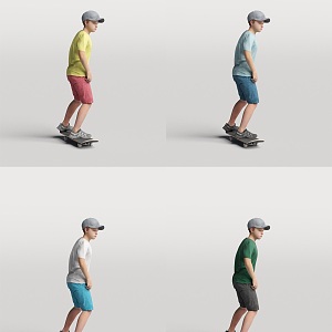 children skateboard male figure foreign children people sport boys primary school students 3d model