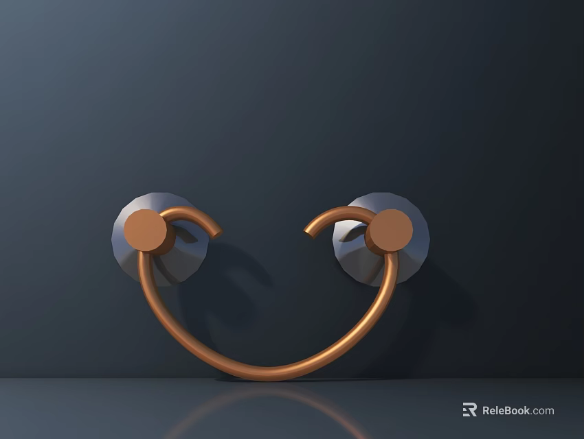 Modern Copper Pull Handle With Circular Base And Minimalist Design On Dark Background 3d model 