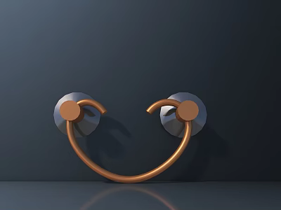 Modern Copper Pull Handle With Circular Base And Minimalist Design On Dark Background 3d model