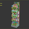 Multi Tiered Display Shelf With Green And White Design For Product Organization And Storage