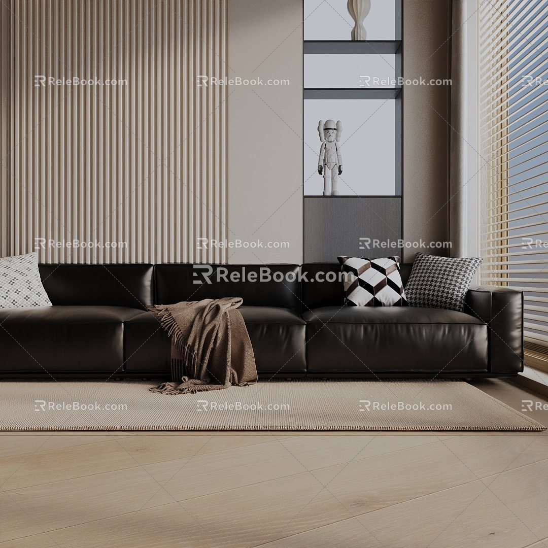 Modern three-seat sofa 3d model