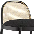 Black Frame Bar Stool With Woven Backrest And Cushion