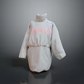 White High Neck Quilted Coat With Pink Lettering And Loose Fit Design