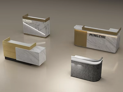 Modern Exhibition Reception Desk In Various Styles With Marble Tops And Metal Frames 3d model