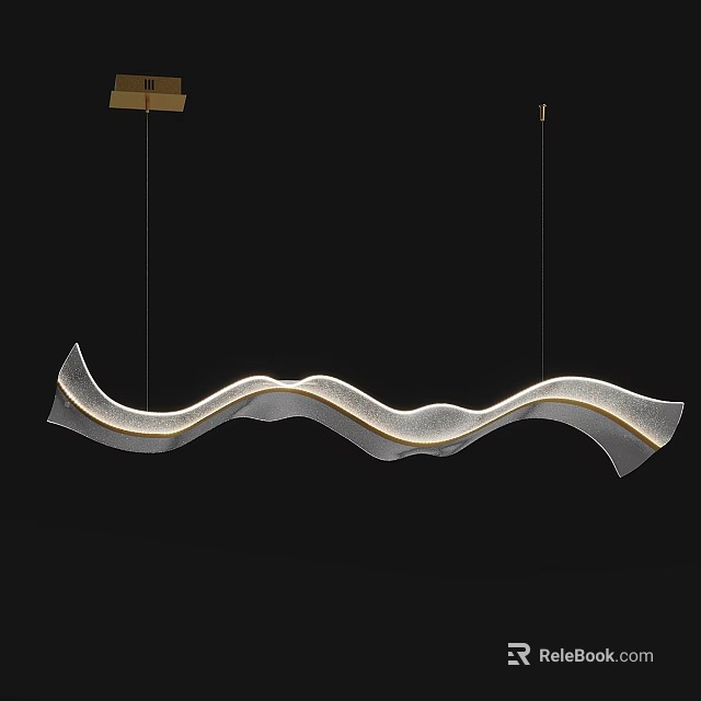 Modern Wavy Pendant Light With Curved Design Sleek Frame And LED Strip 3d model 