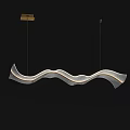 Modern Wavy Pendant Light With Curved Design Sleek Frame And LED Strip