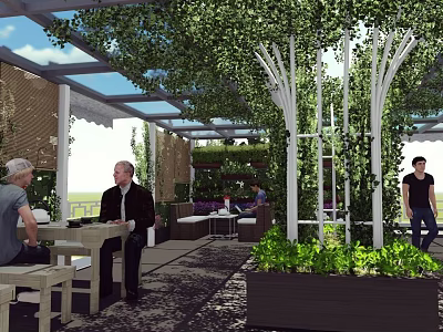 Rooftop Garden With Outdoor Seating Lush Vines And Greenery For Relaxation 3d model