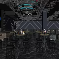 Modern Bar Qingba Bistro Bar Tacker Block Area Bar Counter Cashier Bar Cabinet Card Block Stage 3d model