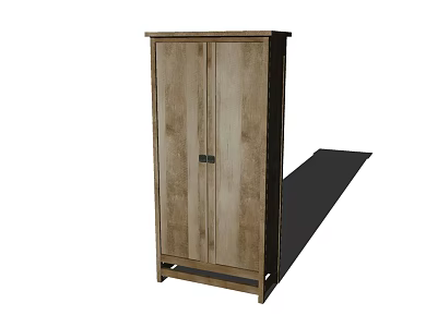 Simple Modern Wooden Wardrobe With Double Doors And Solid Base Interior Design 3d model