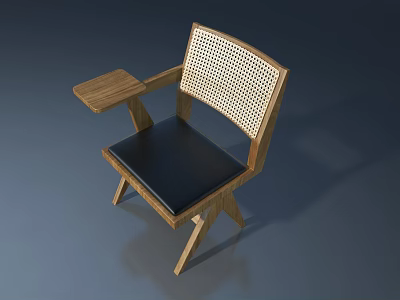 Stylish Wooden Pet Cabinet With Ventilated Weave Back And Black Cushion For Pet Comfort 3d model